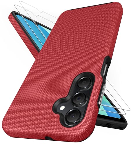 SIXBOX für Samsung Galaxy A16 5g Dünn Hülle mit 2X HD Displayschutzfolie, Militärischer Fallschutz, Langlebig Robuste Premium Textur Silikon Stoßfest Schützende Handyhülle für Samsung A16 5G 2024, Rot SIXBOX für Samsung Galaxy A16 5g Dünn Hülle mit 2X HD Displayschutzfolie, Militärischer Fallschutz, Langlebig Robuste Premium Textur Silikon Stoßfest Schützende Handyhülle für Samsung A16 5G 2024, Rot von SIXBOX