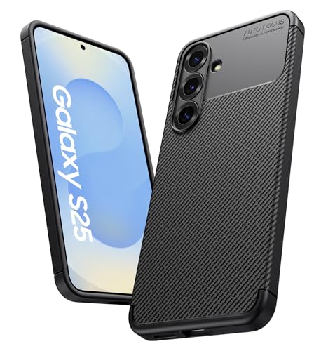SIXBOX für Samsung Galaxy S25 Hülle, Dünn Militär Schutzhülle, Silikon Antirutsch Robust Handyhülle, Unterstützung für Wireless Charging Stoßfest für Samsung Galaxy S25, Matt Black SIXBOX für Samsung Galaxy S25 Hülle, Dünn Militär Schutzhülle, Silikon Antirutsch Robust Handyhülle, Unterstützung für Wireless Charging Stoßfest für Samsung Galaxy S25, Matt Black von SIXBOX