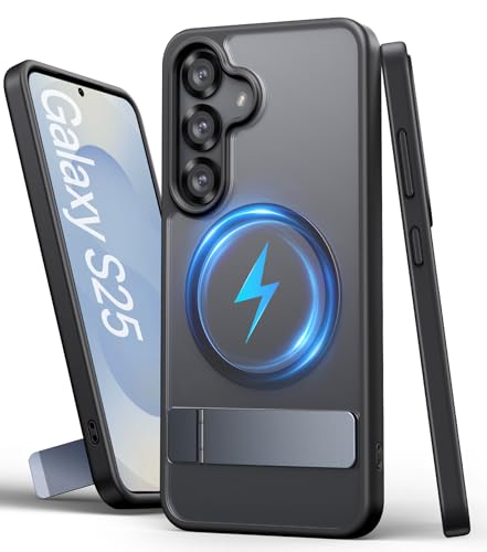 SIXBOX für Samsung Galaxy S25 Hülle mit Ständer & Magnet, Kompatibel mit MagSafe, Militärischer Schutz Dünn Stoßfeste Handyhülle, Matte Robuste Schutzhülle für Galaxy S25 2025, Schwarz SIXBOX für Samsung Galaxy S25 Hülle mit Ständer & Magnet, Kompatibel mit MagSafe, Militärischer Schutz Dünn Stoßfeste Handyhülle, Matte Robuste Schutzhülle für Galaxy S25 2025, Schwarz von SIXBOX