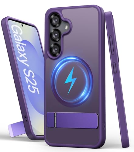 SIXBOX für Samsung Galaxy S25 Hülle, Kompatibel mit MagSafe, Eingebauter Ständer & Erhöhter Rand, Robuste Magnetisch Militärischer Schutzhülle für Samsung Galaxy S25, Dunkel Violett SIXBOX für Samsung Galaxy S25 Hülle, Kompatibel mit MagSafe, Eingebauter Ständer & Erhöhter Rand, Robuste Magnetisch Militärischer Schutzhülle für Samsung Galaxy S25, Dunkel Violett von SIXBOX