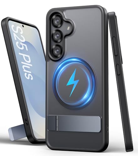 SIXBOX für Samsung Galaxy S25 Plus Hülle mit Ständer & Magnet, Kompatibel mit MagSafe, Militärischer Schutz Dünn Stoßfeste Handyhülle, Matte Robuste Schutzhülle für Galaxy S25 Plus 2025, Schwarz SIXBOX für Samsung Galaxy S25 Plus Hülle mit Ständer & Magnet, Kompatibel mit MagSafe, Militärischer Schutz Dünn Stoßfeste Handyhülle, Matte Robuste Schutzhülle für Galaxy S25 Plus 2025, Schwarz von SIXBOX