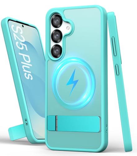 SIXBOX für Samsung Galaxy S25 Plus Hülle mit Ständer, [Kompatibel mit MagSafe], Militärischer Schutz & Erhöhter Rand, Robuste Stoßfeste Dünn Schutzhülle für Samsung S25 Plus 5G 6.7", Blaugrün von SIXBOX