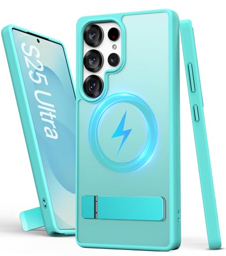 SIXBOX für Samsung Galaxy S25 Ultra Hülle mit Ständer, [Kompatibel mit MagSafe], Militärischer Schutz & Erhöhter Rand, Robuste Stoßfeste Dünn Schutzhülle für Samsung S25 Ultra 5G 6.9", Blaugrün von SIXBOX
