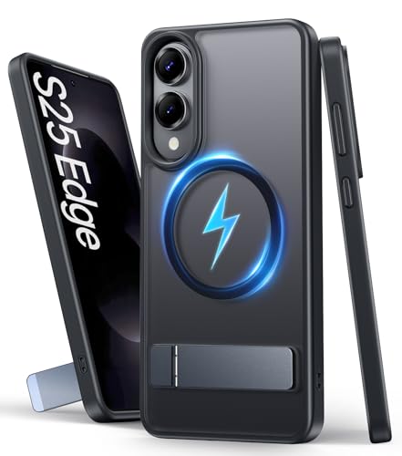SIXBOX für Samsung Galaxy S25 Edge Hülle mit Ständer & Magnet, Kompatibel mit MagSafe, Militärischer Schutz Dünn Stoßfeste Handyhülle, Matte Robuste Schutzhülle für Galaxy S25 Edge 2025, Schwarz SIXBOX für Samsung Galaxy S25 Edge Hülle mit Ständer & Magnet, Kompatibel mit MagSafe, Militärischer Schutz Dünn Stoßfeste Handyhülle, Matte Robuste Schutzhülle für Galaxy S25 Edge 2025, Schwarz von SIXBOX
