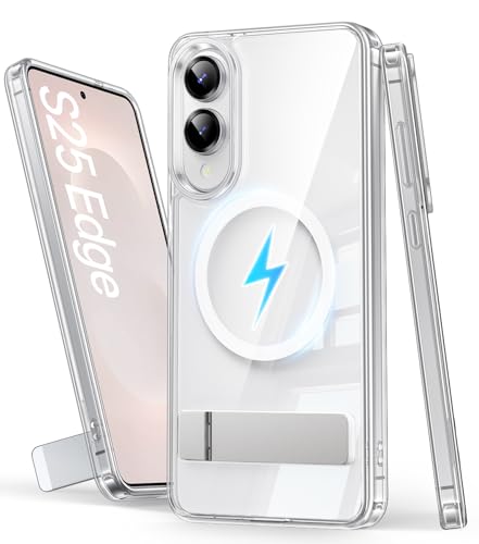 SIXBOX für Samsung Galaxy S25 Edge Hülle, Eingebauter Ständer, Anti-Vergilbung & Militärschutz Dünn Schutzhülle, Kompatibel mit MagSafe Stoßfeste Case Durchsichtig Hülle für Galaxy S25 Edge, Klar SIXBOX für Samsung Galaxy S25 Edge Hülle, Eingebauter Ständer, Anti-Vergilbung & Militärschutz Dünn Schutzhülle, Kompatibel mit MagSafe Stoßfeste Case Durchsichtig Hülle für Galaxy S25 Edge, Klar von SIXBOX