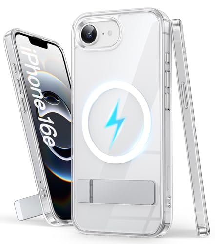 SIXBOX für iPhone 16e Hülle, Eingebauter Ständer, Anti-Vergilbung & Militärschutz Dünn Schutzhülle, Kompatibel mit MagSafe, Hard Stoßfeste Case Durchsichtig Hülle für iPhone 16e 2025, Klar SIXBOX für iPhone 16e Hülle, Eingebauter Ständer, Anti-Vergilbung & Militärschutz Dünn Schutzhülle, Kompatibel mit MagSafe, Hard Stoßfeste Case Durchsichtig Hülle für iPhone 16e 2025, Klar von SIXBOX