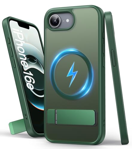 SIXBOX für iPhone 16e Hülle, Kompatibel mit MagSafe & Eingebauter Ständer, Militärischer Schutz Stoßfeste Handyhülle, Dünn Fit, Robuste Magnetisch Männer Frauen Case für iPhone 16e 2025, Grün SIXBOX für iPhone 16e Hülle, Kompatibel mit MagSafe & Eingebauter Ständer, Militärischer Schutz Stoßfeste Handyhülle, Dünn Fit, Robuste Magnetisch Männer Frauen Case für iPhone 16e 2025, Grün von SIXBOX