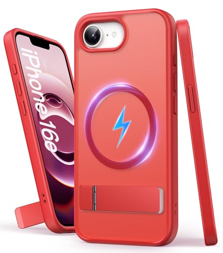 SIXBOX für iPhone 16e Hülle, Robuste Magnetisch Militärischer Schutzhülle, Kompatibel mit MagSafe & Eingebauter Ständer, Dünn Fit, Männer Frauen Robuste Hard Handyhülle für iPhone 16e 2025, Rot SIXBOX für iPhone 16e Hülle, Robuste Magnetisch Militärischer Schutzhülle, Kompatibel mit MagSafe & Eingebauter Ständer, Dünn Fit, Männer Frauen Robuste Hard Handyhülle für iPhone 16e 2025, Rot von SIXBOX