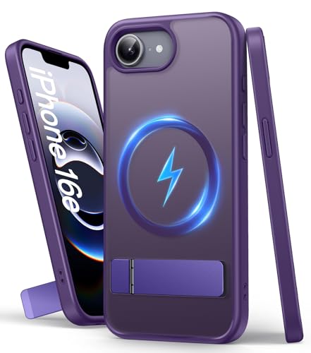 SIXBOX für iPhone 16e Hülle Silikon, Kompatibel mit MagSafe, Eingebauter Ständer & Erhöhter Rand, Robuste Magnetisch Militärischer Schutzhülle,Dünn Fit Hard Case für iPhone 16e 2025, Dunkel Violett SIXBOX für iPhone 16e Hülle Silikon, Kompatibel mit MagSafe, Eingebauter Ständer & Erhöhter Rand, Robuste Magnetisch Militärischer Schutzhülle,Dünn Fit Hard Case für iPhone 16e 2025, Dunkel Violett von SIXBOX