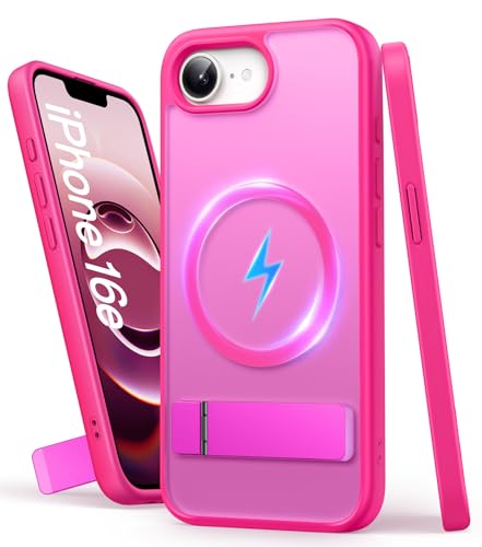 SIXBOX für iPhone 16e Hülle mit Magnet, Kompatibel mit MagSafe, Eingebauter Ständer & Erhöhter Rand, Militärischer Schutz Stoßfeste Case, Robuste Silikon Männer Frauen Schutzhülle für iPhone 16e, Rosa SIXBOX für iPhone 16e Hülle mit Magnet, Kompatibel mit MagSafe, Eingebauter Ständer & Erhöhter Rand, Militärischer Schutz Stoßfeste Case, Robuste Silikon Männer Frauen Schutzhülle für iPhone 16e, Rosa von SIXBOX