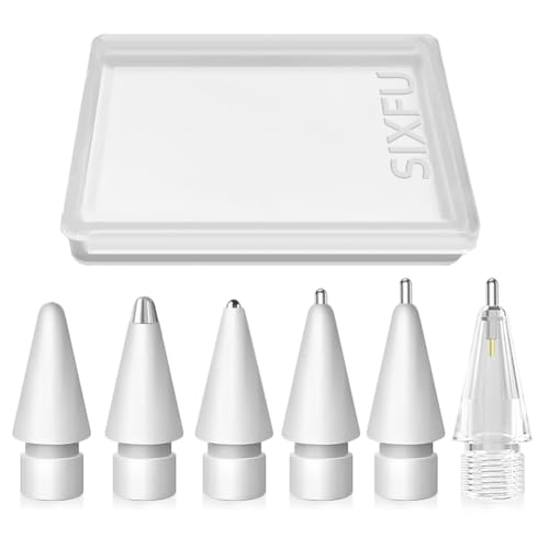 6 Stück Spitzen für Apple Pencil Spitze, Hochempfindliche Pencil Tips Verschleißfest Metall Spitzen Set Kompatibel mit Apple Pencil Pro/ 2. Generation/ 1. Gen/USB C von SIXFU
