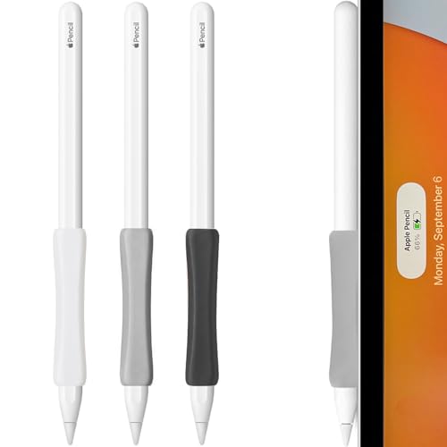 Schutzhülle für iPencil 1. Generation/2. Generation, unterstützt magnetisches Laden des iPads, sensibler Doppelklick, SIXFU Grips, Anti-Roll-Schutzhülle, 3 Stück (Schwarz, Grau, Weiß) von SIXFU
