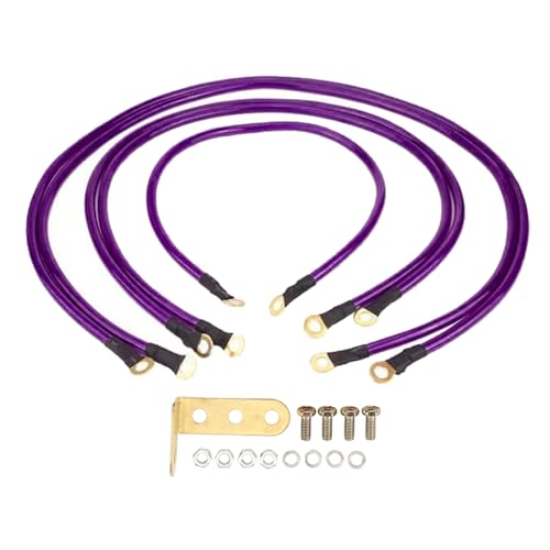 Auto Erdungskabel, Performance -Boost, SUV -LKW -Boot Kompatibel, PVC -Kupfer -Verklemmungsaluminium, Enthält 2pcs 100 cm 2pcs 80 cm 1pc 60 cm, DC 0 Bis 48 V (Purple) von SIXRUN