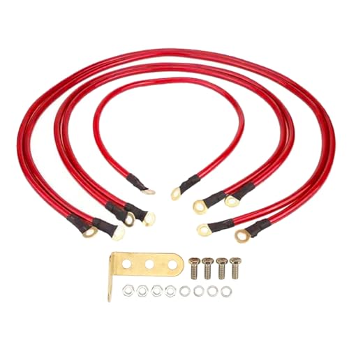 Auto Erdungskabel, Performance -Boost, SUV -LKW -Boot Kompatibel, PVC -Kupfer -Verklemmungsaluminium, Enthält 2pcs 100 cm 2pcs 80 cm 1pc 60 cm, DC 0 Bis 48 V (Rot) von SIXRUN