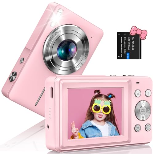 Digitalkamera 1080P Fotoapparat 44MP Fotokamera mit 2.4" LCD Bildschirm 16X Digitalzoom Countdown Fotografie Selfie Kamera Tragbare Kompaktkamera Vlogging Digitalkamera für Kinder Teenager Anfänger von SIXTARY