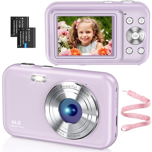 Digitalkamera FHD 1080P 44MP Fotokamera Ultra dünn Fotoapparat Digitalkamera mit Batteries Einfache und Tragbare Digital Kamera für Kinder/Jungen/Mädchen/Studenten/Anfänger/Senioren(Lila) von SIXTARY