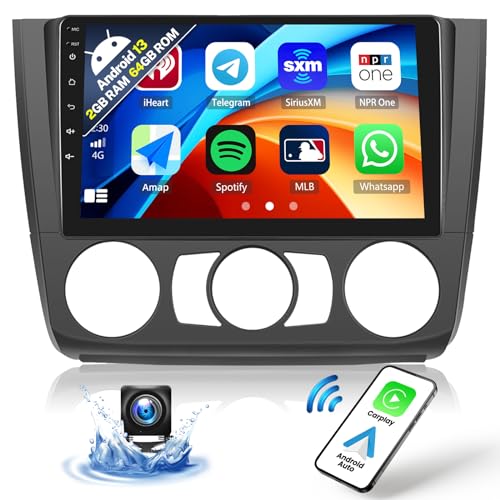 2+62GB 2 DIN Android 13 Autoradio für BMW 1er Serie E87 E81 E82 E88 2004-2012 mit Carplay & Android Auto, 9 Zoll Touchscreen mit Bluetooth WiFi GPS FM/RDS Hi-FI SWC+Rückfahrkamera von SIXTOP