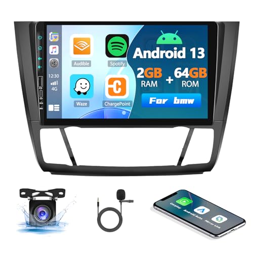 [2G+64G] Autoradio Android 13 für BMW Serie 1 E81 E82 E87 E88 2008-2012 mit Carplay Android Auto, Radio Touchscreen 9 Zoll mit GPS WiFi FM/RDS Bluetooth Mirror Link Canbus + AHD Rückfahrkamera & Mic von SIXTOP