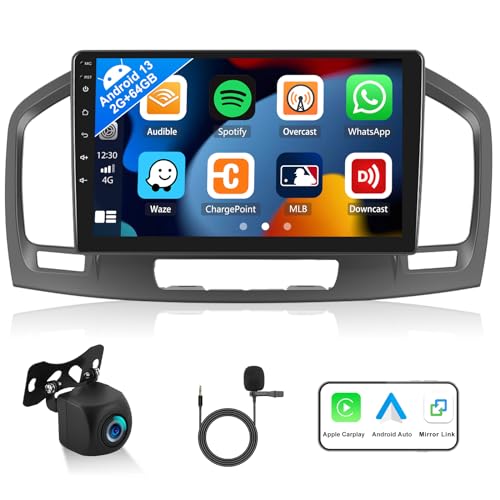 [2G+64G] Autoradio Android 13 für Buick Regal 2009-2013/Opel Insignia 2008-2013 mit Carplay Android Auto, 9 Zoll Touchscreen Radio mit GPS WiFi FM/RDS Bluetooth Mirror Link + Rückfahrkamera AHD & von SIXTOP
