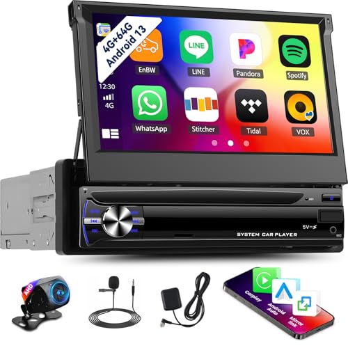 4+64G Android 13 1 Din Autoradio, 7-Zoll versenkbarer Bildschirm mit Wireless CarPlay Android Auto, Single Din Autoradio mit Touchscreen Bluetooth EQ GPS WiFi FM/RDS Mirror Link SWC+Caméra de recul 4+64G Android 13 1 Din Autoradio, 7-Zoll versenkbarer Bildschirm mit Wireless CarPlay Android Auto, Single Din Autoradio mit Touchscreen Bluetooth EQ GPS WiFi FM/RDS Mirror Link SWC+Caméra de recul von SIXTOP