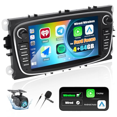 【4+64G】 Autoradio für Ford Focus II Mondeo 9 S-Max C-Max Kuga 2008-2011 mit Carplay Android Auto, 7 Zoll Touchscreen Radio mit Bluetooth WiFi/GPS FM/RDS/HiFi/EQ/AI DSP +AHD Rückfahrkamera & MIC 【4+64G】 Autoradio für Ford Focus II Mondeo 9 S-Max C-Max Kuga 2008-2011 mit Carplay Android Auto, 7 Zoll Touchscreen Radio mit Bluetooth WiFi/GPS FM/RDS/HiFi/EQ/AI DSP +AHD Rückfahrkamera & MIC von SIXTOP