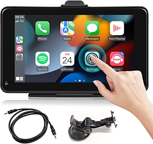 7 Zoll Touchscreen Autoradio mit CarPlay, Android Auto, Bluetooth und SpiegelLink Für LKW, Wohnmobile und Campingautos, Speicherkarte und Saugnapfhalterung von SIXTOP