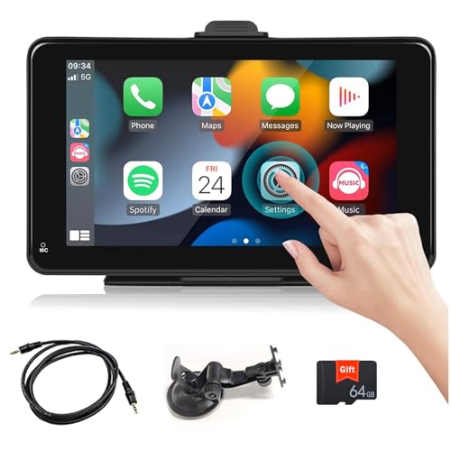 7 Zoll Touchscreen Autoradio mit CarPlay, Android Auto, Bluetooth und SpiegelLink Für LKW, Wohnmobile und Campingautos, inkl. 64GB Speicherkarte und Saugnapfhalterung von SIXTOP