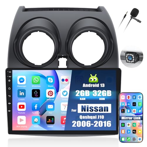 Android 13 Autoradio Dual Din 2+32GB für Nissan Qashqai J10 2006-2016 mit Mirror Link, 9 Zoll HD 1080P Touchscreen mit Bluetooth WiFi GPS-Navigation FM/RDS USB SWC+Rückfahrkamera Android 13 Autoradio Dual Din 2+32GB für Nissan Qashqai J10 2006-2016 mit Mirror Link, 9 Zoll HD 1080P Touchscreen mit Bluetooth WiFi GPS-Navigation FM/RDS USB SWC+Rückfahrkamera von SIXTOP