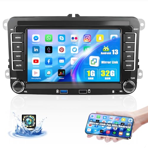 Android 13 Autoradio für VW Golf 5 6 Polo T5 Tiguan Caddy Skoda Passat B6 B7 Touran, 7 Zoll Touchscreen Radio mit Mirrorlink GPS WiFi Bluetooth FM/RDS EQ SWC+ Rückfahrkamera und Micro Android 13 Autoradio für VW Golf 5 6 Polo T5 Tiguan Caddy Skoda Passat B6 B7 Touran, 7 Zoll Touchscreen Radio mit Mirrorlink GPS WiFi Bluetooth FM/RDS EQ SWC+ Rückfahrkamera und Micro von SIXTOP