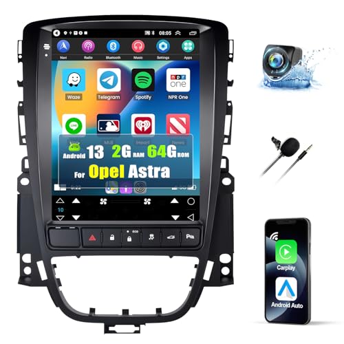 Android 13 Carplay Android Auto Autoradio mit ECO für Buick Excelle GT/Opel Astra 2006-2014, 9,7 Zoll Touchscreen Mediaplayer mit GPS WiFi Bluetooth FM Hi-FI SWC+ Rückkamera & Mic 2+64G von SIXTOP