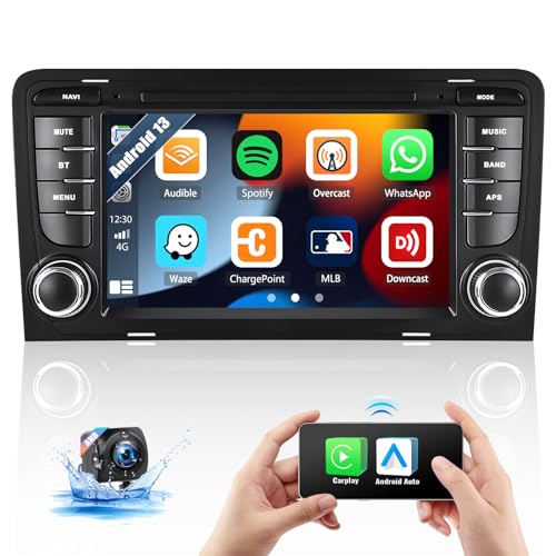Android 13 Carplay Autoradio mit Navi für Audi A3 8P/8P1 S3 RS3 Sportback,7 Zoll Touchscreen Auto Radio mit GPS Android Auto FM/RDS HiFi Bluetooth SWC 2 x USB+AHD Rückfahrkamera von SIXTOP