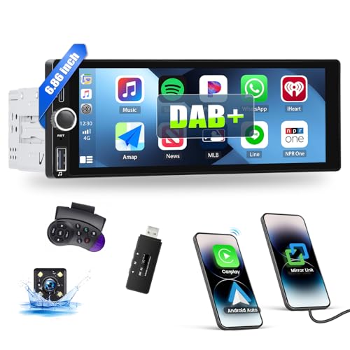 Dab+ 1 Din Android 13 Autoradio mit Carplay & Android Auto, MP5-Player, 6,86 Zoll HD-Touchscreen Tempered-Glass-Radio mit Bluetooth, FM/RDS, SWC EQ, MirrorLink+Rückfahrkamera&Mic Dab+ 1 Din Android 13 Autoradio mit Carplay & Android Auto, MP5-Player, 6,86 Zoll HD-Touchscreen Tempered-Glass-Radio mit Bluetooth, FM/RDS, SWC EQ, MirrorLink+Rückfahrkamera&Mic von SIXTOP