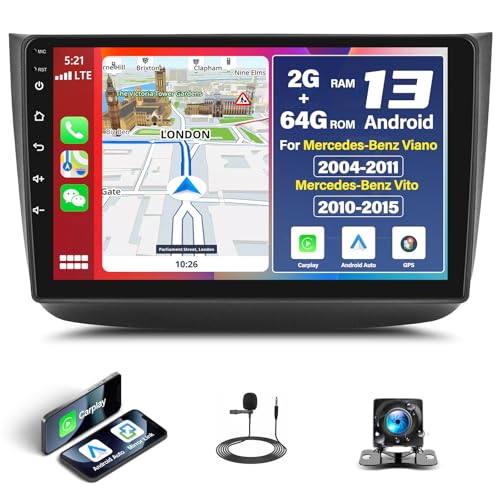 SIXTOP 2G+64G 10.1 Zoll Autoradio mit Bluetooth für Mercedes-Benz Viano 2004-2011/Vito 2010-2015 mit Carplay Android Auto,Android 13 Touchscreen mit GPS WiFi FM/RDS EQ Mirror Link+Rückfahrkamera&Mic SIXTOP 2G+64G 10.1 Zoll Autoradio mit Bluetooth für Mercedes-Benz Viano 2004-2011/Vito 2010-2015 mit Carplay Android Auto,Android 13 Touchscreen mit GPS WiFi FM/RDS EQ Mirror Link+Rückfahrkamera&Mic von SIXTOP