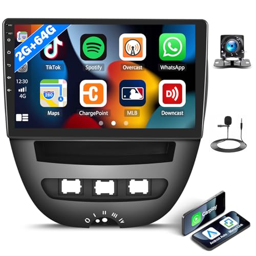 SIXTOP 2G+64G 10.1 Zoll Autoradio mit Bluetooth für Toyota Aygo/Peugeot 107/Citroen C1 2004-2014 mit Carplay Android Auto,Touchscreen-Radio mit GPS WiFi FM/RDS EQ Mirror Link+Rückfahrkamera&Mic SIXTOP 2G+64G 10.1 Zoll Autoradio mit Bluetooth für Toyota Aygo/Peugeot 107/Citroen C1 2004-2014 mit Carplay Android Auto,Touchscreen-Radio mit GPS WiFi FM/RDS EQ Mirror Link+Rückfahrkamera&Mic von SIXTOP