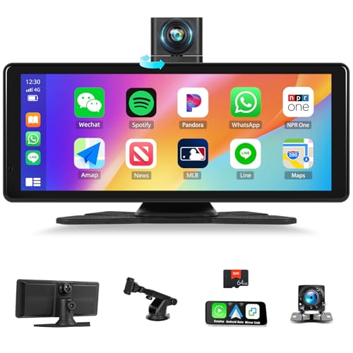 SIXTOP Drahtloses tragbares Carplay-Autoradio, 8,1 Zoll Touchscreen car Radio mit 4K-Front-Dashcam, 1080P-Rückfahrkamera, Dual-DVR-Unterstützung Mirrorlink Bluetooth FM-Transmitter Loop-Aufnahme TF SIXTOP Drahtloses tragbares Carplay-Autoradio, 8,1 Zoll Touchscreen car Radio mit 4K-Front-Dashcam, 1080P-Rückfahrkamera, Dual-DVR-Unterstützung Mirrorlink Bluetooth FM-Transmitter Loop-Aufnahme TF von SIXTOP