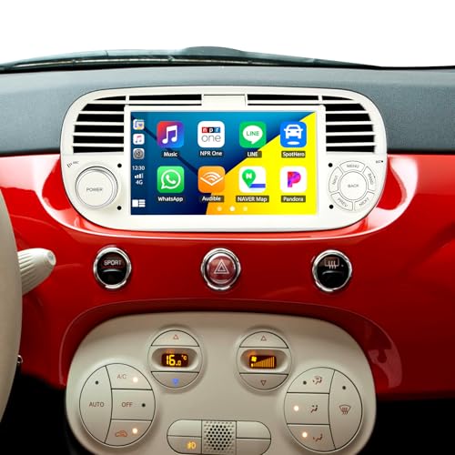 [2+64G] SIXWIN Android 13 Autoradio für FIAT 500 2007-2015 mit Carplay/Android Auto/Mirrorlink,7 Zoll Kapazitive Touchscreen Unterstützt WiFi/GPS/FM/Bluetooth(weiß) von SIXWIN