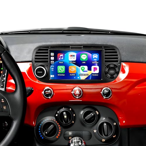 [2+64G] SIXWIN Android 13 Autoradio für FIAT 500 2007-2015 mit Carplay/Android Auto/Mirrorlink,7 Zoll Kapazitive Touchscreen Unterstützt WiFi/GPS/FM/Bluetooth(weiß) von SIXWIN
