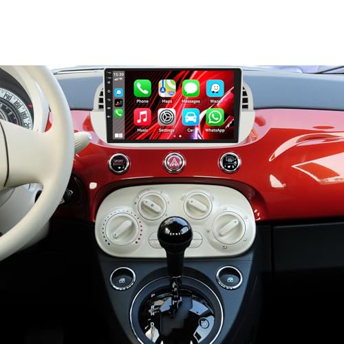 [2+64G] SIXWIN Android 13 Autoradio für FIAT 500 2007-2015 mit Wireless CarPlay Android Auto Mirrorlink, 9 Zoll Bildschirm mit WiFi Navi Bluetooth RDS WiFi von SIXWIN