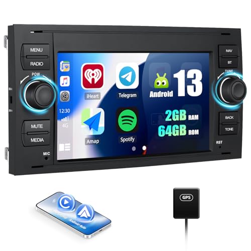 [2+64G] SIXWIN Android 13 Autoradio für Ford C-Max/Galaxy/Connect/Fiesta/S-Max mit Carplay/Android Auto/Mirrorlink,7 Zoll Kapazitive Touchscreen mit WiFi GPS Bluetooth FM/RDS EQ von SIXWIN