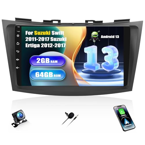 [2+64G] SIXWIN Android 13 Autoradio für Suzuki Swift 2011-2017 Suzuki Ertiga 2012-2017 mit Carplay/Android Auto,9 Zoll Kapazitive Touchscreen mit WiFi GPS Bluetooth FM/RDS EQ+Rückfahrkamera von SIXWIN
