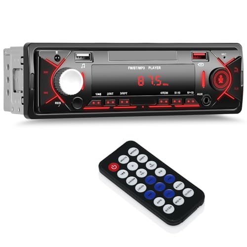 A3958-AM33UK-C123-1108 Auto-Stereo-Bluetooth-Einzel-Din-Autoradio mit Sprachassistent/Bluetooth 5.0/MP3-Media-Player mit UKW/7-Farblicht/Auto-MP3-Player, USB-AUX-Anschluss, Audioaufnahme, von SIXWIN