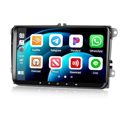 SIXWIN 2G+64G Android Autoradio für VW Passat B6 Golf Skoda Jetta Tiguan Wireless CarPlay Android Auto 9 Zoll HD Touchscreen Bluetooth GPS Navi FM/RDS WiFi HiFi mit Rückfahrkamera Mic von SIXWIN
