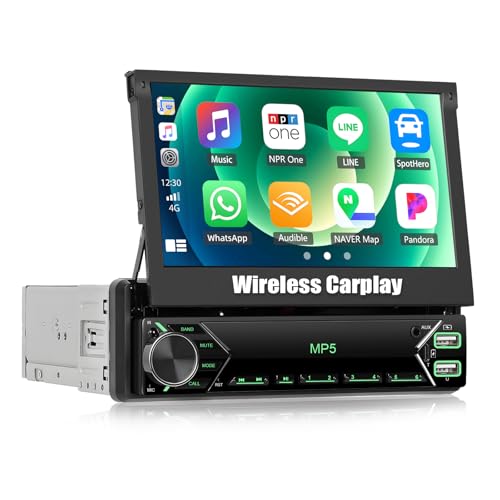 【Wireless】 SIXWIN Autoradio Bluetooth 1 Din mit Wireless Carplay Android Auto Mirror Link, 7 Zoll Ausfahrbares Display Autoradio mit Bildschirm Bluetooth5.0/USB/FM/AUX 【Wireless】 SIXWIN Autoradio Bluetooth 1 Din mit Wireless Carplay Android Auto Mirror Link, 7 Zoll Ausfahrbares Display Autoradio mit Bildschirm Bluetooth5.0/USB/FM/AUX von SIXWIN