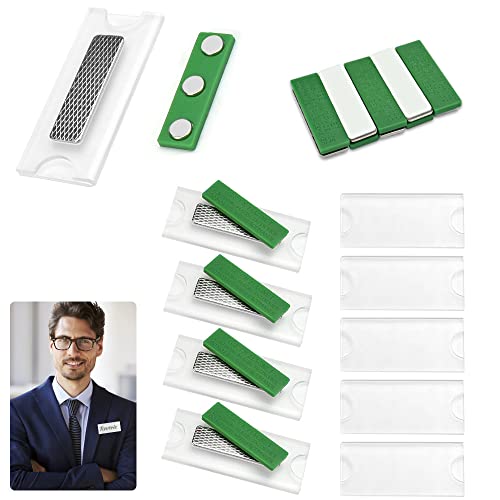 SIYINGSAERY 10 Stück Namensschilder Magnetisch Selbstklebend Namensschild Schilder Magnet Namensschilder Magnetische Ausweishalter mit 3 Neodym-Magneten für Ausweishüllen Beschriften Grün von SIYINGSAERY