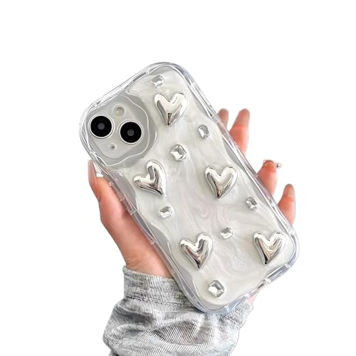 SIYOPINPFY Handyhülle für iPhone 13 Pro Hülle, Transparent Niedlich Case mit Mode Herz, Ultra Dünn TPU Bumper Weich Silikon Stoßfeste Kratzfest Schutzhülle Cover für iPhone 13 Pro, Weiß PT von SIYOPINPFY