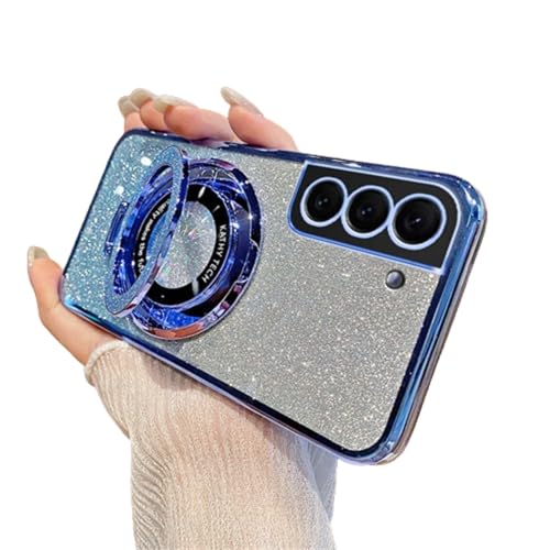 SIYOPINPFY Hülle für Samsung Galaxy S22+ Plus Hülle mit Ständer Ring Halter Glitter Funkelnder Diamant Schutzhülle Silikon Dünn Stoßfest Kameraschutz Handyhülle für Samsung Galaxy S22+ Plus, DS Blau von SIYOPINPFY