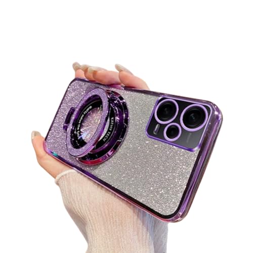 SIYOPINPFY Hülle für Xiaomi Redmi Note 12 Pro 5G Hülle mit Ständer Ring, Glitter Funkelnder Diamant Schutzhülle Silikon Stoßfest Kameraschutz Handyhülle für Xiaomi Redmi Note 12 Pro 5G, DS Violett von SIYOPINPFY