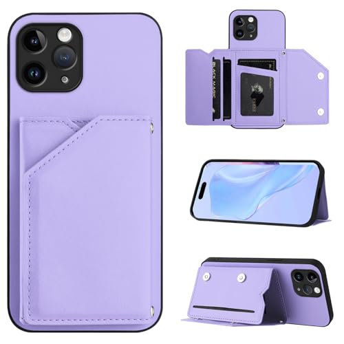 SIYOPINPFY Hülle für iPhone 11 Pro, Schlanke Brieftaschen-Rückseite mit 3 Kreditkartenhalter, Magnetverschlüssen und Klappfach/Ständer, Stoßfeste Handyhülle für iPhone 11 Pro - Violett SDM von SIYOPINPFY