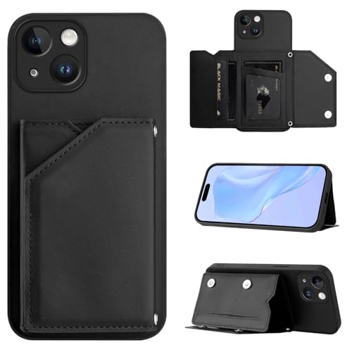 SIYOPINPFY Hülle für iPhone 13 Mini, Schlanke Brieftaschen-Rückseite mit 3 Kreditkartenhalter, Magnetverschlüssen und Klappfach/Ständer, Stoßfeste Handyhülle für iPhone 13 Mini - Schwarz SDM SIYOPINPFY Hülle für iPhone 13 Mini, Schlanke Brieftaschen-Rückseite mit 3 Kreditkartenhalter, Magnetverschlüssen und Klappfach/Ständer, Stoßfeste Handyhülle für iPhone 13 Mini - Schwarz SDM von SIYOPINPFY