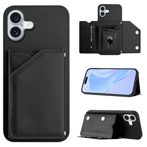 SIYOPINPFY Hülle für iPhone 16 Plus, Schlanke Brieftaschen-Rückseite mit 3 Kreditkartenhalter, Magnetverschlüssen und Klappfach/Ständer, Stoßfeste Handyhülle für iPhone 16 Plus - Schwarz SDM SIYOPINPFY Hülle für iPhone 16 Plus, Schlanke Brieftaschen-Rückseite mit 3 Kreditkartenhalter, Magnetverschlüssen und Klappfach/Ständer, Stoßfeste Handyhülle für iPhone 16 Plus - Schwarz SDM von SIYOPINPFY